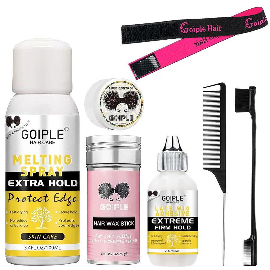 Waterproof Ultra Hold Lace Glue Kit Seven Piece Professional Set with Strong Melting Spray and Accessories for Long Lasting Wear
Waterproof Ultra Hold Lace Glue Kit Seven Piece Professional Set with Strong Melting Spray and Accessories for Long Lasting Wear