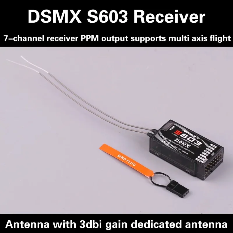 S603 6CH 2.4G Receiver COMPATIBLE WITH DX6i JR DX7 PPM Quadcopter for Helicopters Quardcopters RC Airplane DSMX
S603 6CH 2.4G Receiver COMPATIBLE WITH DX6i JR DX7 PPM Quadcopter for Helicopters Quardcopters RC Airplane DSMX