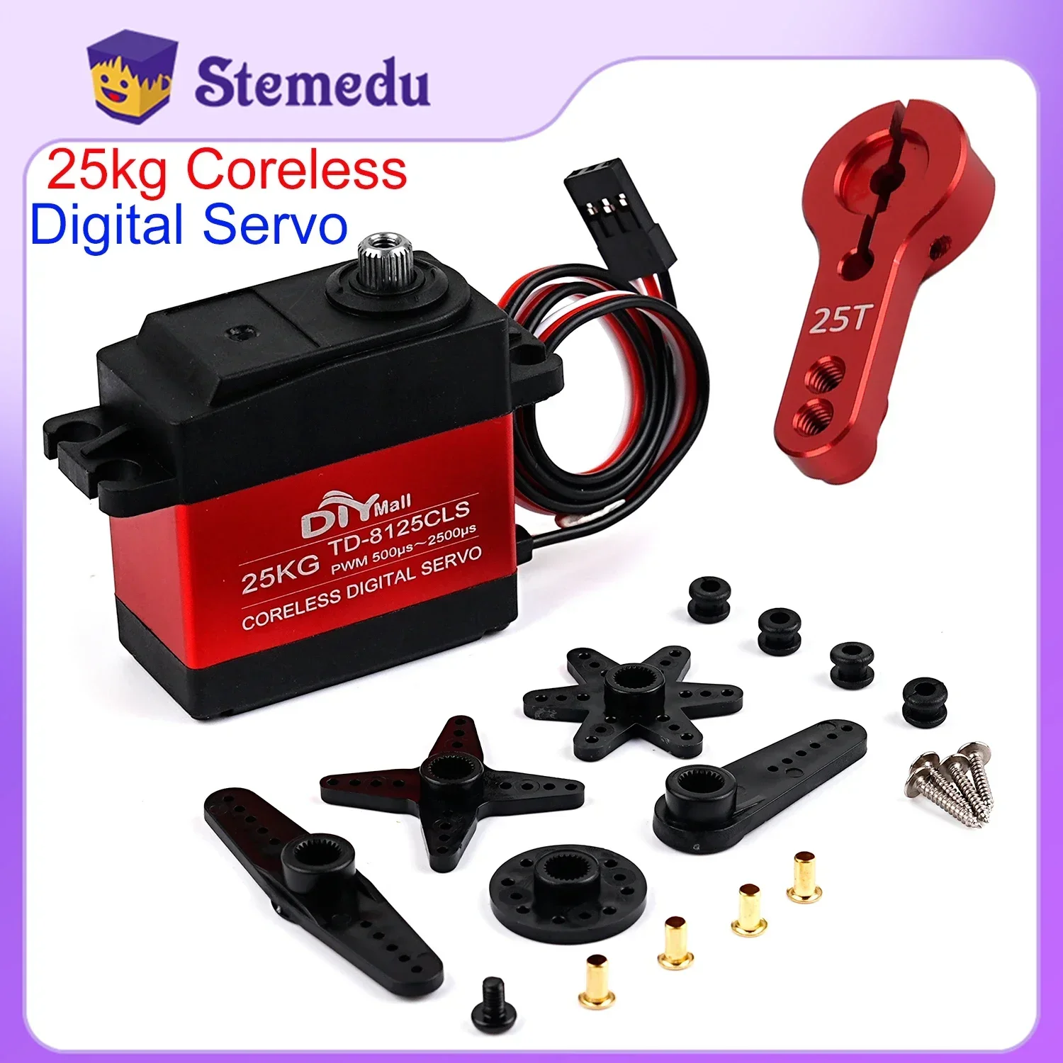 TD-8125CLS Coreless Waterproof 25T Arm Metal Gear Digital Servo 25KG Torque 180/270/360 Angle for RC Remote Control Cars Vehicle
TD-8125CLS Coreless Waterproof 25T Arm Metal Gear Digital Servo 25KG Torque 180/270/360 Angle for RC Remote Control Cars Vehicle