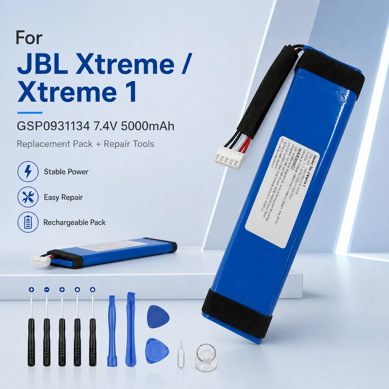 For JBL Xtreme 1 Battery Replacement 7.4V 5000mAh GSP0931134 Li-Polymer Battery for Xtreme Bluetooth Speaker
For JBL Xtreme 1 Battery Replacement 7.4V 5000mAh GSP0931134 Li-Polymer Battery for Xtreme Bluetooth Speaker