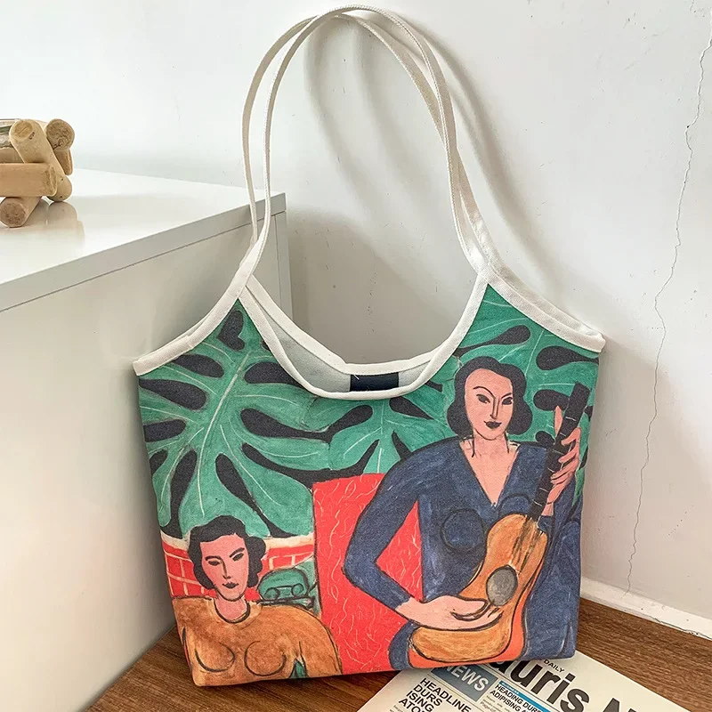 Handbags Oil Painting Canvas Bag New Trendy Large Capacity Shoulder Casual Fashion Simple Magnetic Buckle Handbag Tote Bags
Handbags Oil Painting Canvas Bag New Trendy Large Capacity Shoulder Casual Fashion Simple Magnetic Buckle Handbag Tote Bags