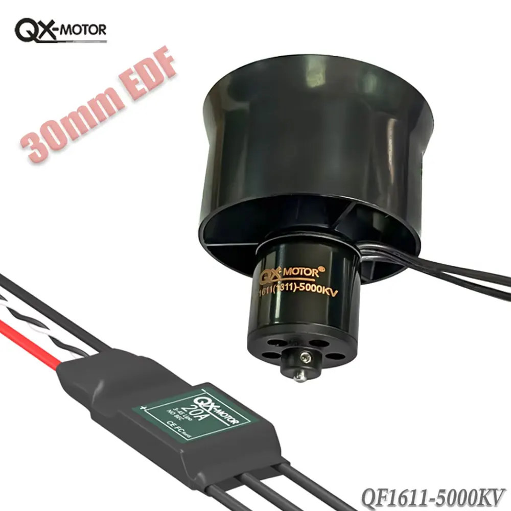 QX-Motor 30mm 6-Blade EDF Ducted Fan QF1611 7000kv-14000kv Brushless Motor with 20A/40A ESC for diy RC Airplanes & Car Models
QX-Motor 30mm 6-Blade EDF Ducted Fan QF1611 7000kv-14000kv Brushless Motor with 20A/40A ESC for diy RC Airplanes & Car Models