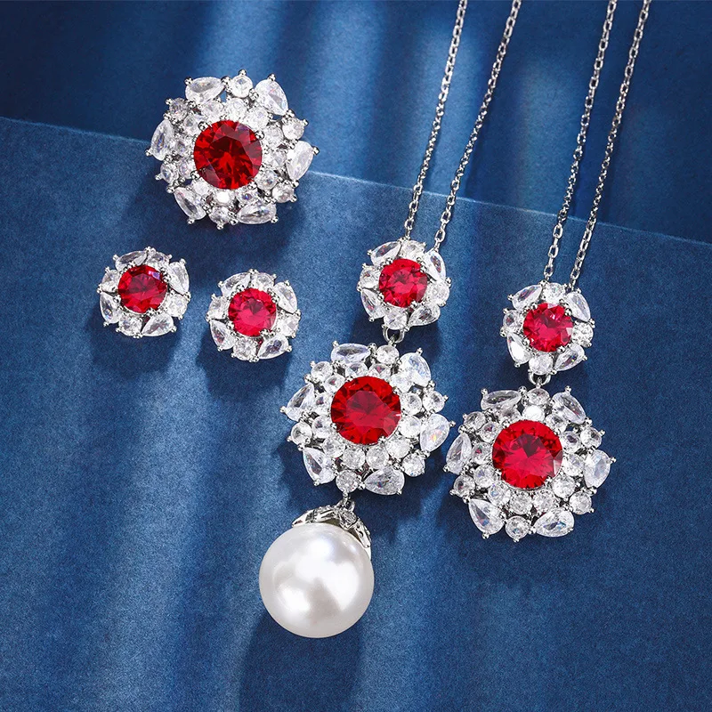 New Autumn and Winter Jewelry Gold-Plated Red Ruby Round Elegant Light Luxury Set for Women 10mm7m
New Autumn and Winter Jewelry Gold-Plated Red Ruby Round Elegant Light Luxury Set for Women 10mm7m