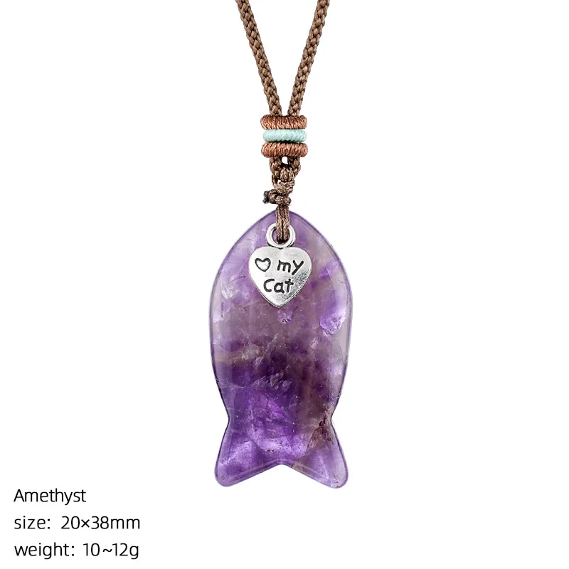 6pcs/lot Love My Cat Heart Charms Natural Stone Fish Shape Pendant Women Tiger Eye Crystal Man Adjustable Rope Necklace Jewelry
6pcs/lot Love My Cat Heart Charms Natural Stone Fish Shape Pendant Women Tiger Eye Crystal Man Adjustable Rope Necklace Jewelry