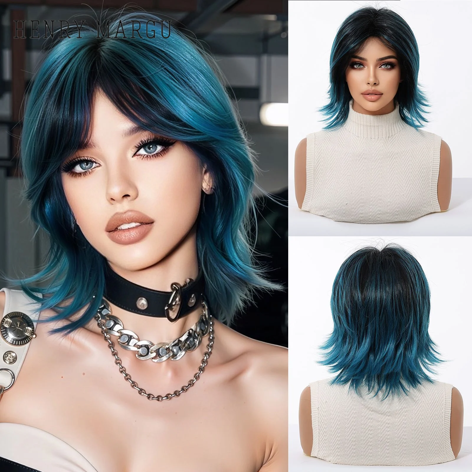 Ombre Blue Synthetic Wigs Short Layered Straight Wig for Women Colorful Party Daily Wig Realistic Hair High Temperature Fiber
Ombre Blue Synthetic Wigs Short Layered Straight Wig for Women Colorful Party Daily Wig Realistic Hair High Temperature Fiber