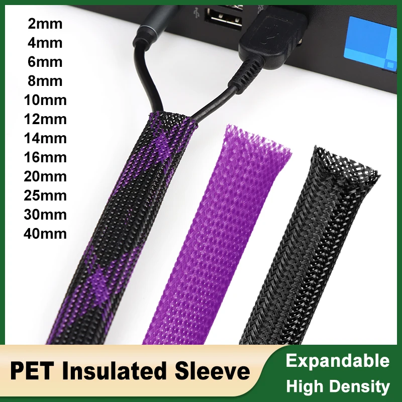 1 - 50m Expandable Cable Sleeve 2mm - 40mm PET Braided High Density Flexible Insulated Wire Protection Wrap Sheath Black Purple
1 - 50m Expandable Cable Sleeve 2mm - 40mm PET Braided High Density Flexible Insulated Wire Protection Wrap Sheath Black Purple