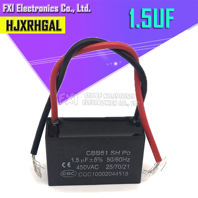 5pcs CBB61 1.5uf starting capacitance AC Fan Capacitor 450V CBB Motor Run Capacitor
5pcs CBB61 1.5uf starting capacitance AC Fan Capacitor 450V CBB Motor Run Capacitor
