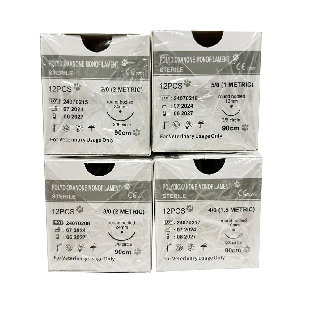 12pcs Pet Specific PDO 3/8 Circle 90CM With Needle 2/0 3/0 4/0 5/0 round bodied / reverse cutting Animal Cat Dog Pet Care Room
12pcs Pet Specific PDO 3/8 Circle 90CM With Needle 2/0 3/0 4/0 5/0 round bodied / reverse cutting Animal Cat Dog Pet Care Room