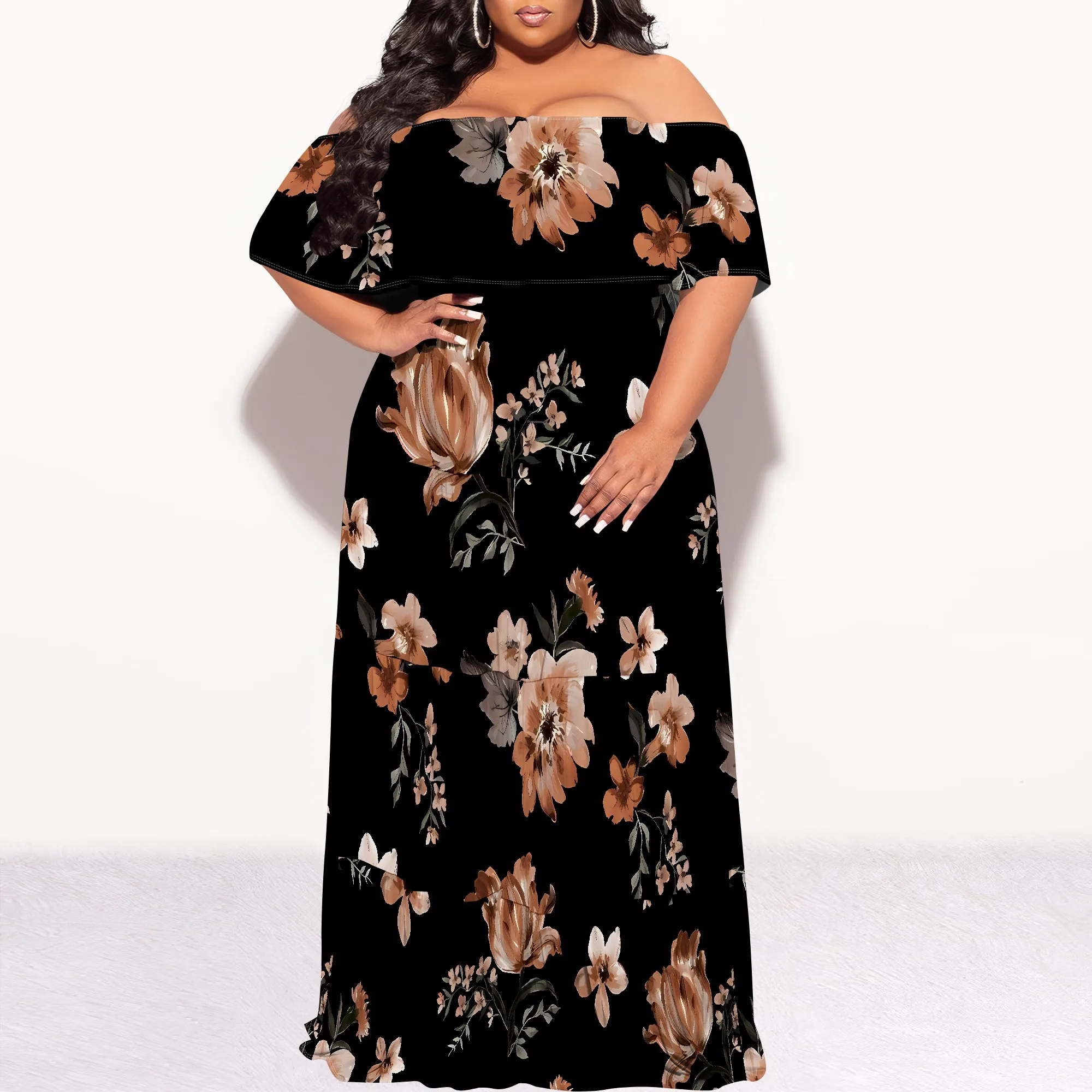 Plus Size Rose Leopard Maxi Dress Women Off Shoulder Floral Print Long Dress for Vacation Party
Plus Size Rose Leopard Maxi Dress Women Off Shoulder Floral Print Long Dress for Vacation Party