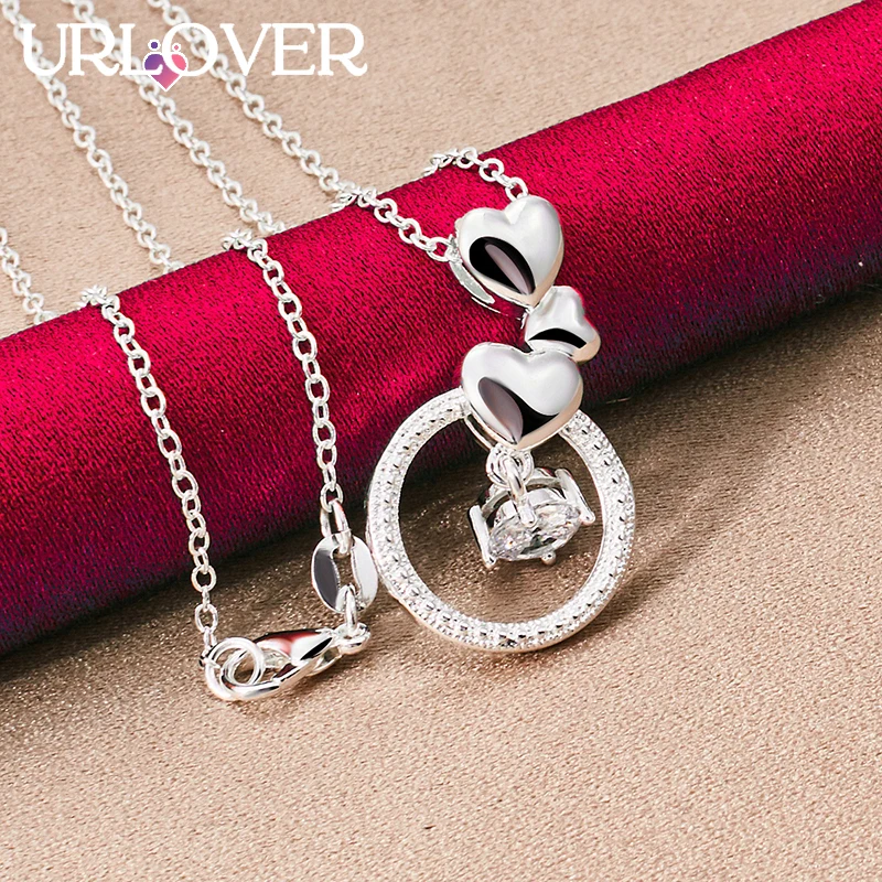 URLOVER 925 Sterling Silver Necklace For Woman Three Small Heart Pendant Necklaces Fashion Party Birthday Wedding Charm Jewelry
URLOVER 925 Sterling Silver Necklace For Woman Three Small Heart Pendant Necklaces Fashion Party Birthday Wedding Charm Jewelry