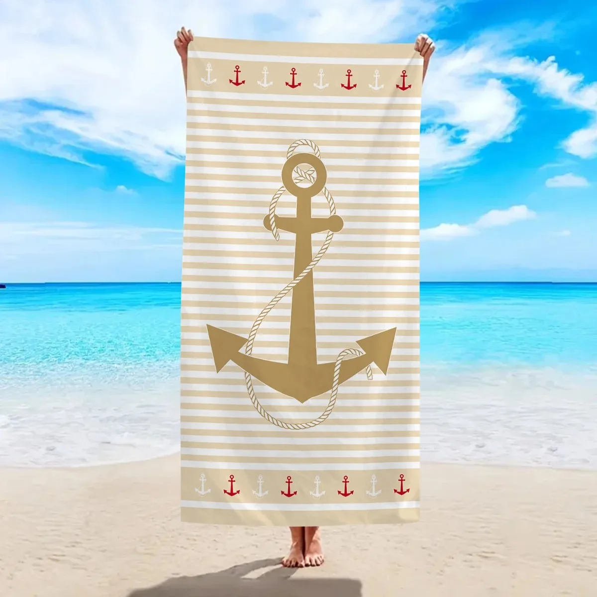 Nautical Anchor Beach Towel 2D Flat Printed Peach Skin Fabric Striped Ocean Style Quick Dry Large Bath Towel Summer Holiday
Nautical Anchor Beach Towel 2D Flat Printed Peach Skin Fabric Striped Ocean Style Quick Dry Large Bath Towel Summer Holiday