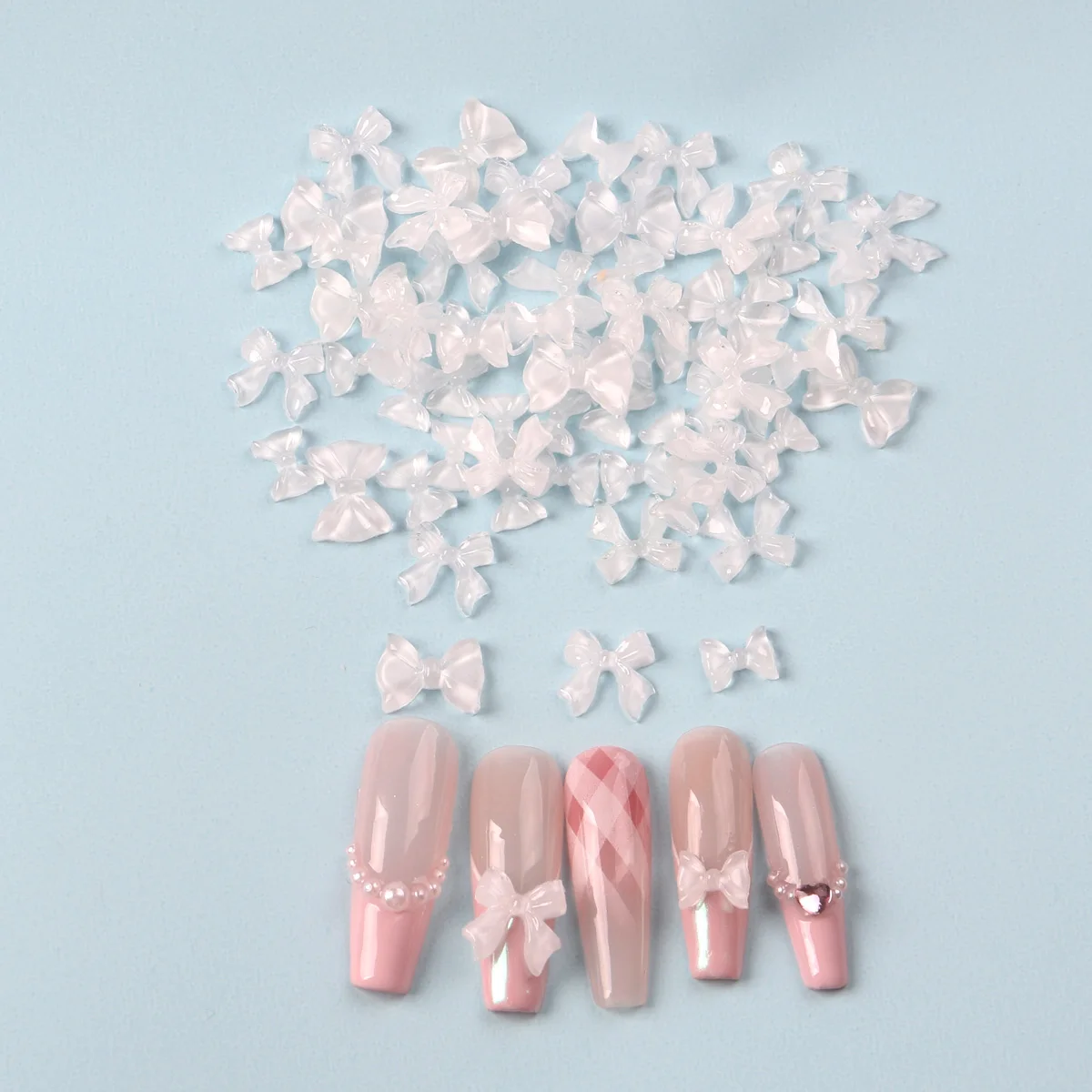 50PCS Mixed 3D White Bow Ribbon Resin Manicure Nail Decoration Kawaii Bowknot Nails Art Charms
50PCS Mixed 3D White Bow Ribbon Resin Manicure Nail Decoration Kawaii Bowknot Nails Art Charms
