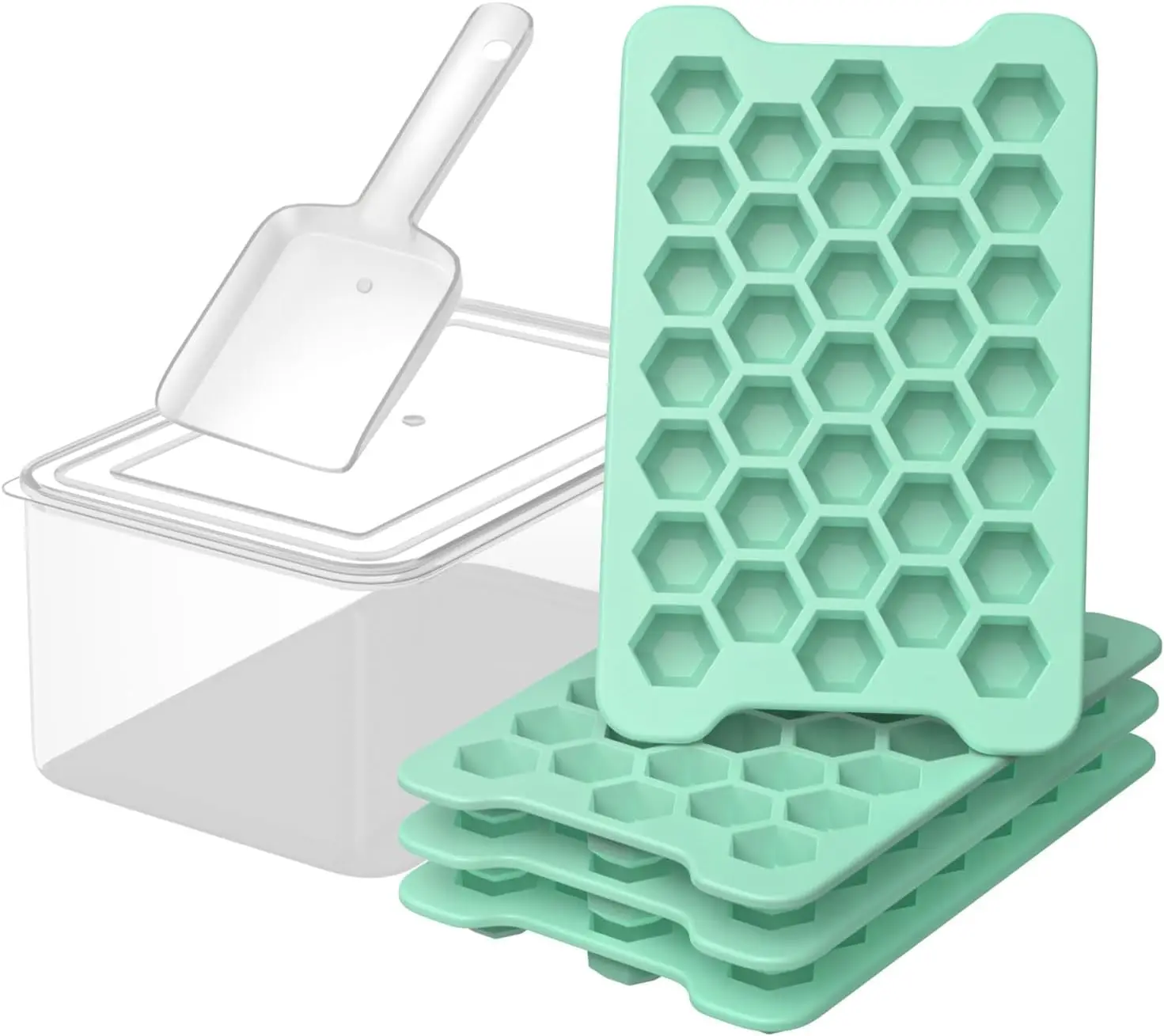 Mini Ice Cube Tray for Freezer: Easy Release Stackable Ice Maker with Bin & Scoop, 132 Hexagonal Ice Cubes
Mini Ice Cube Tray for Freezer: Easy Release Stackable Ice Maker with Bin & Scoop, 132 Hexagonal Ice Cubes
