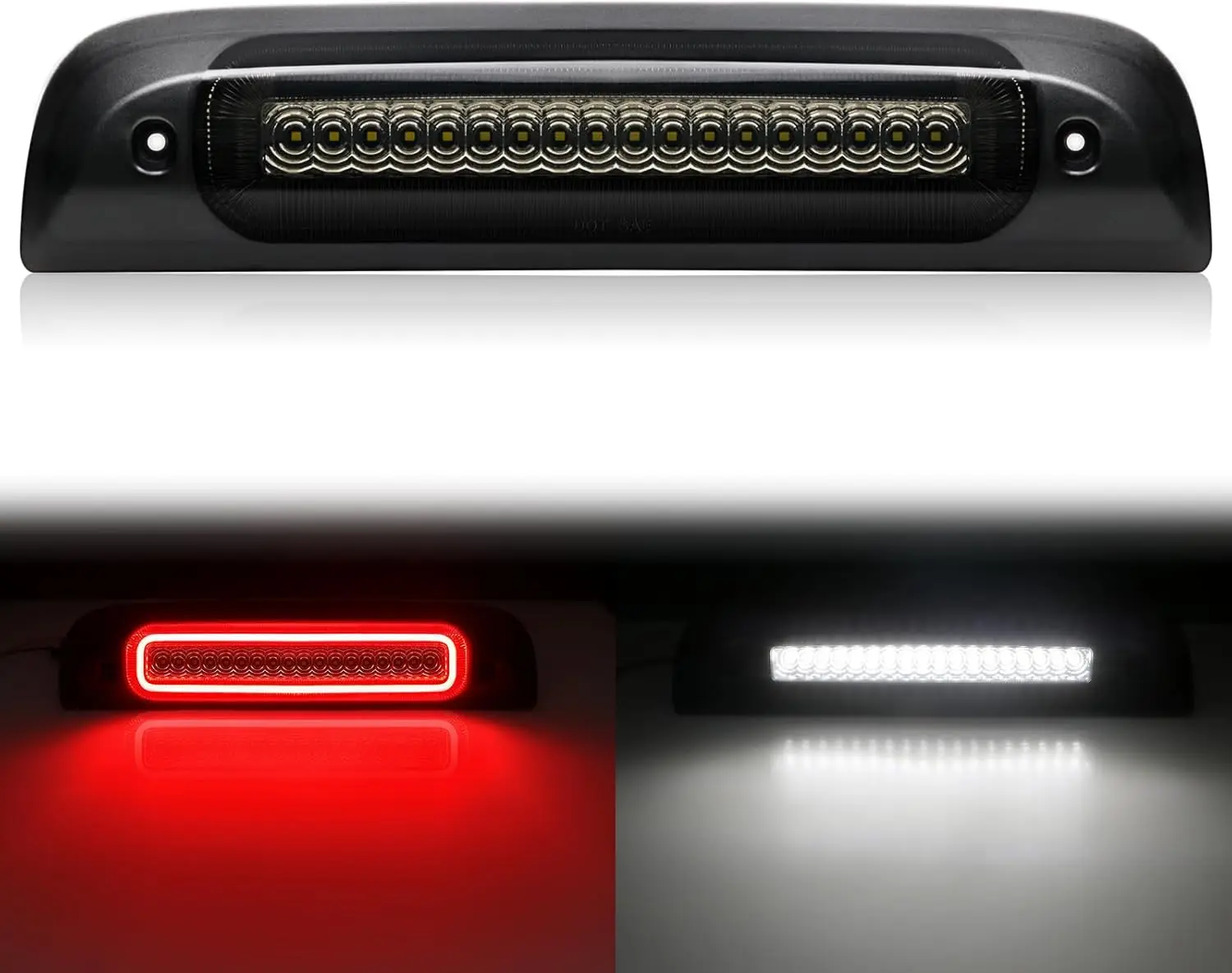 LED Third Brake Light Replacement for 2014-2019 Silverado Sierra 1500 2500HD 3500HD High Mount F1 Style Strobe Smoked Lens
LED Third Brake Light Replacement for 2014-2019 Silverado Sierra 1500 2500HD 3500HD High Mount F1 Style Strobe Smoked Lens