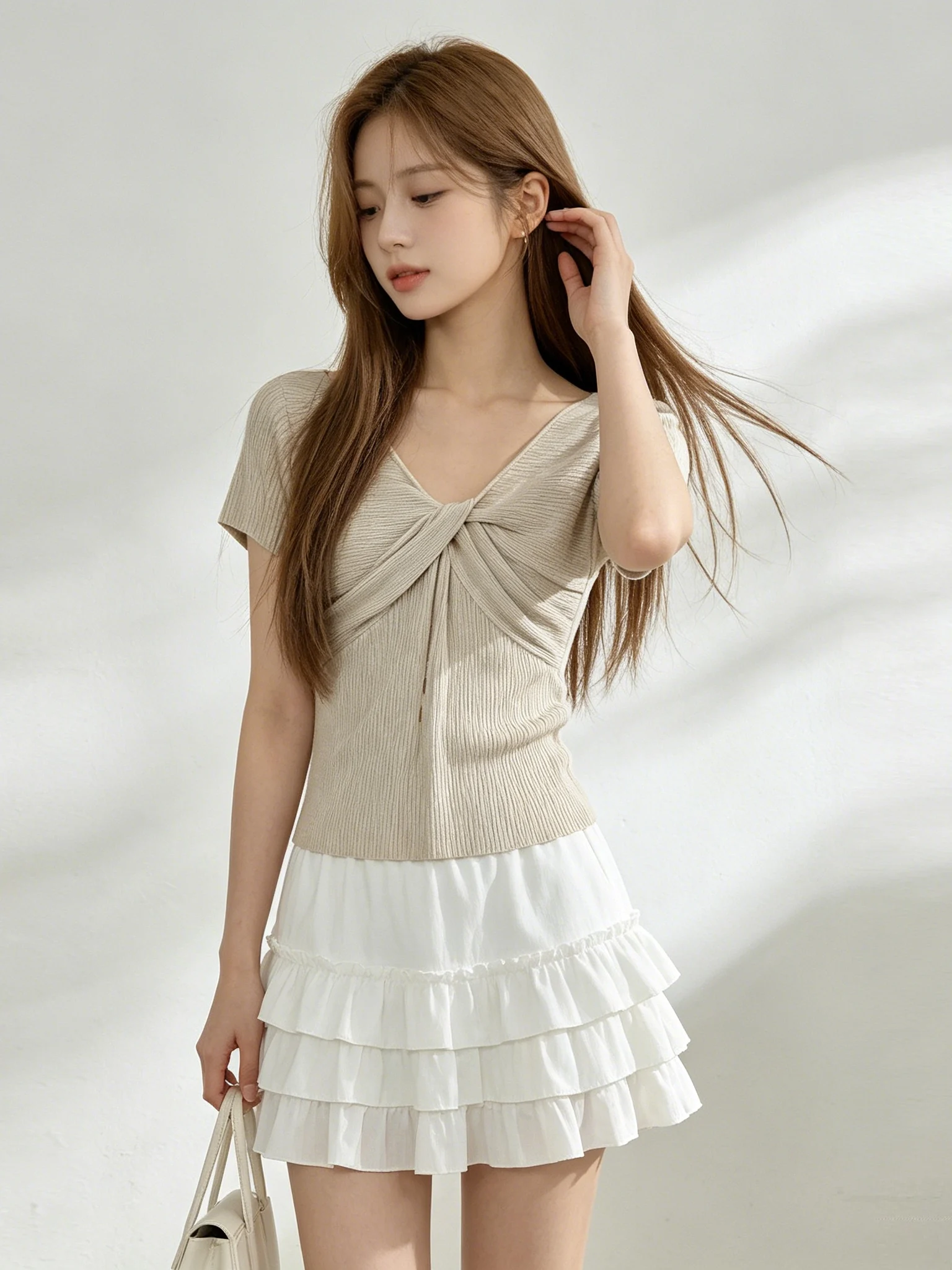 Chic Sweet Spicy Knot Design V-Neck Short Sleeve Knitwear Summer Short Style Backless Slimming Top for Women Casual Style
Chic Sweet Spicy Knot Design V-Neck Short Sleeve Knitwear Summer Short Style Backless Slimming Top for Women Casual Style