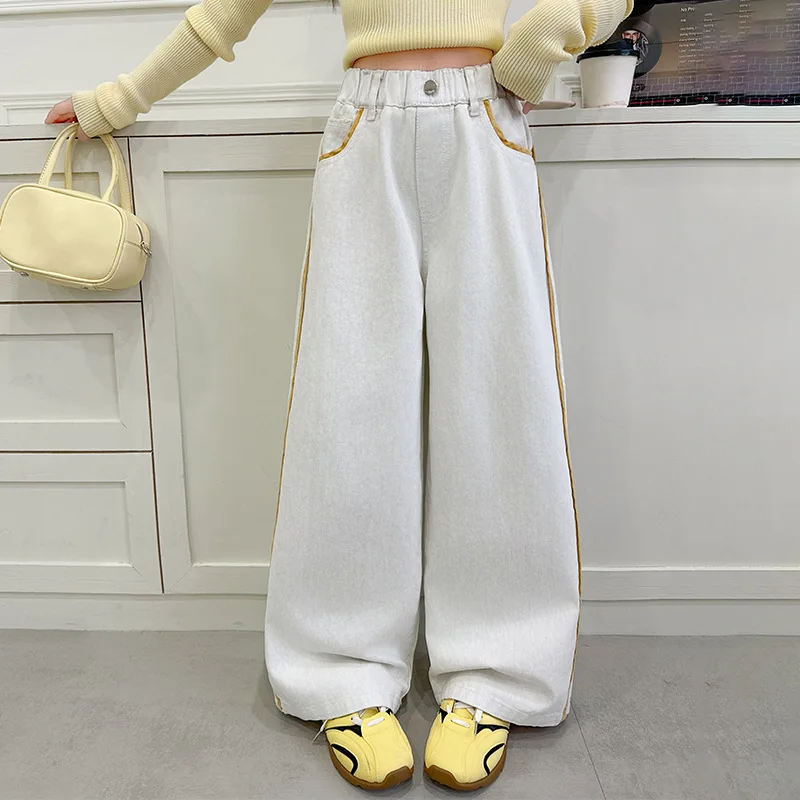 Teenager Girls Straight Leg Pant Autumn Contrast Color Loose Junior Girls Trousers Button Elastic Waist Children Girls Pant
Teenager Girls Straight Leg Pant Autumn Contrast Color Loose Junior Girls Trousers Button Elastic Waist Children Girls Pant