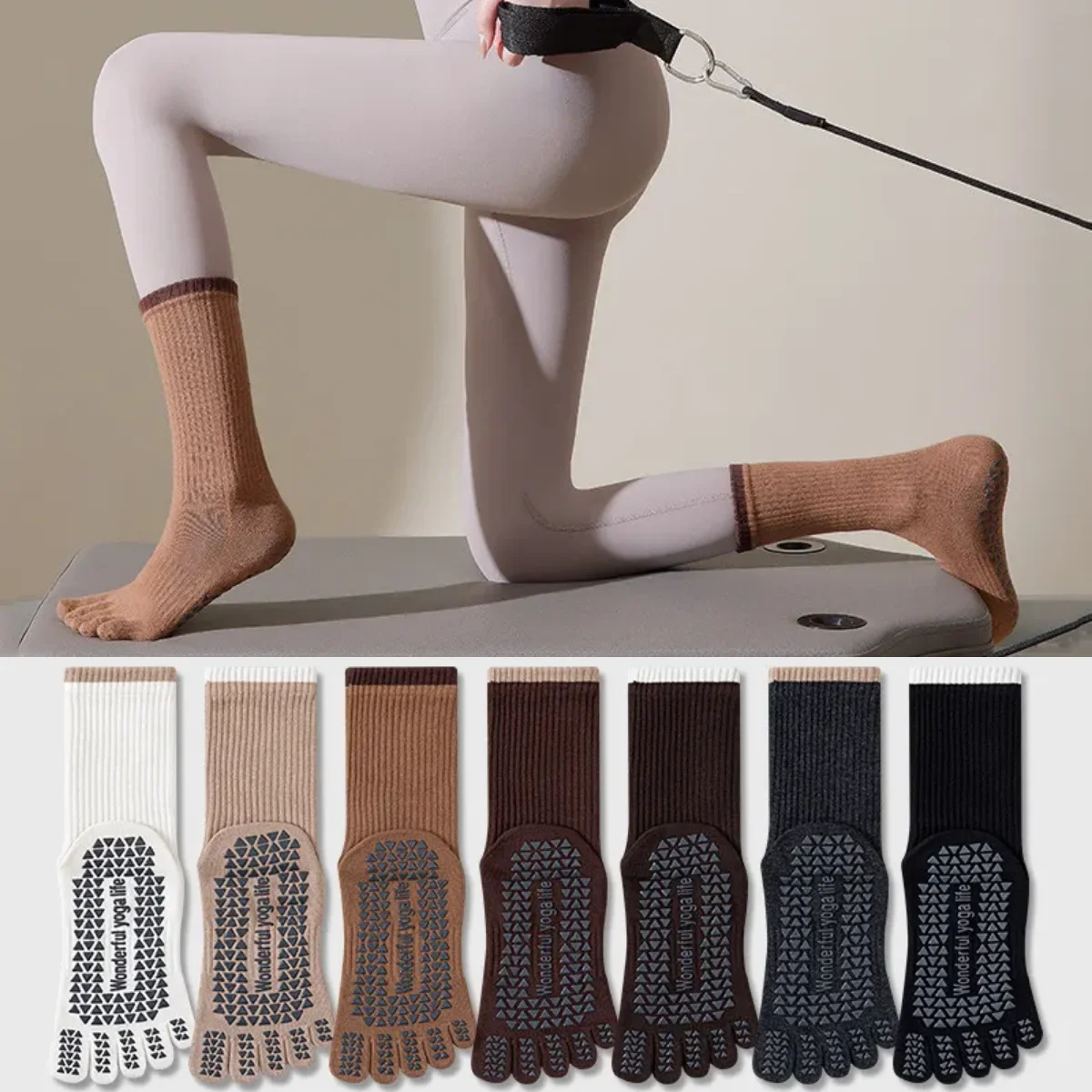 Solid Color Yoga Socks Non-slip Five-finger Medium Tube Gym Fitness Sports Socks Women Professional Indoor Floor Pilates Socks
Solid Color Yoga Socks Non-slip Five-finger Medium Tube Gym Fitness Sports Socks Women Professional Indoor Floor Pilates Socks