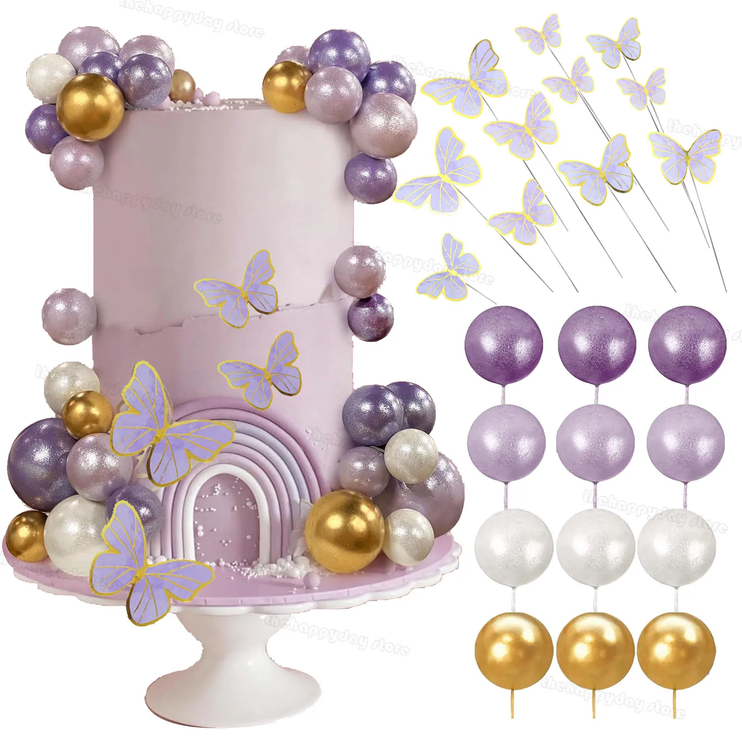 41Pcs Butterfly Cake Toppers Pearl Purple Balls Cupcake Cake Decorations for Birthday Baby Shower Girls Wedding Cake Topper
41Pcs Butterfly Cake Toppers Pearl Purple Balls Cupcake Cake Decorations for Birthday Baby Shower Girls Wedding Cake Topper