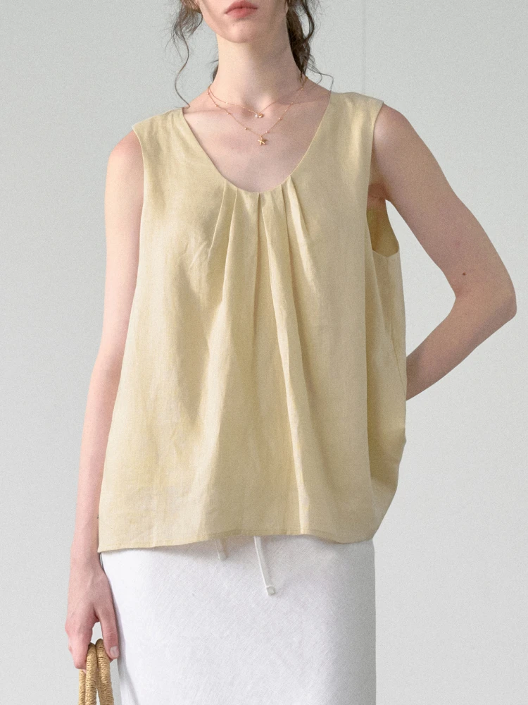 100% Pure Linen Vest Top Women's Summer Loose Breathable High End Flax Material Cool Sensation Open Back Split Light Yellow
100% Pure Linen Vest Top Women's Summer Loose Breathable High End Flax Material Cool Sensation Open Back Split Light Yellow
