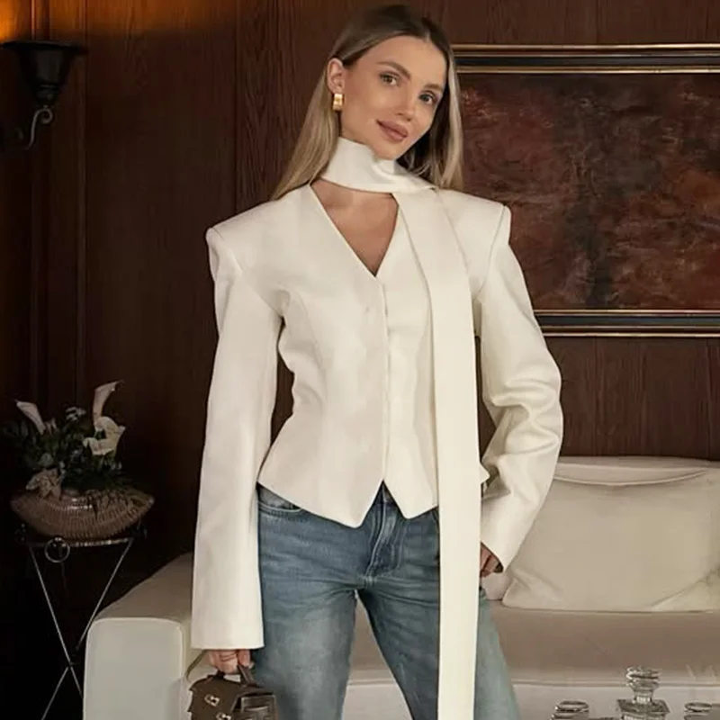 Ticketsx Scarf Bibbon Tailored Coat Women's Sexy V-Neck Single Breast Patchwork Slim Jackets Elegant Female Formal Party Jackets
Ticketsx Scarf Bibbon Tailored Coat Women's Sexy V-Neck Single Breast Patchwork Slim Jackets Elegant Female Formal Party Jackets