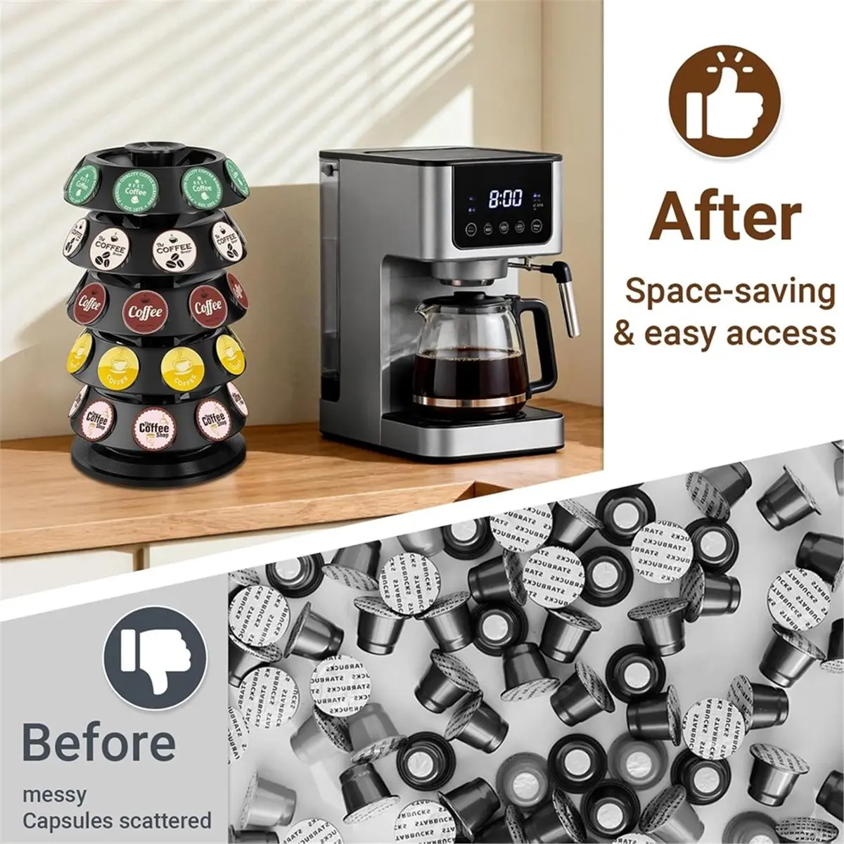 Держатель для кофейных капсул Homegood K Cup, органайзер для капсул Keurig на 40 капсул с поворотом на 360° ° Вращающаяся подставка для хранения K-Cup, экономящая место
Держатель для кофейных капсул Homegood K Cup, органайзер для капсул Keurig на 40 капсул с поворотом на 360° ° Вращающаяся подставка для хранения K-Cup, экономящая место