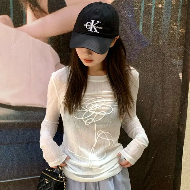 Women Long Sleeve T-shirts Thin Perspective Summer White Slim Casual Shirts Female Pullovers Basic Tee Y2k Clothing Women's Tops
Women Long Sleeve T-shirts Thin Perspective Summer White Slim Casual Shirts Female Pullovers Basic Tee Y2k Clothing Women's Tops