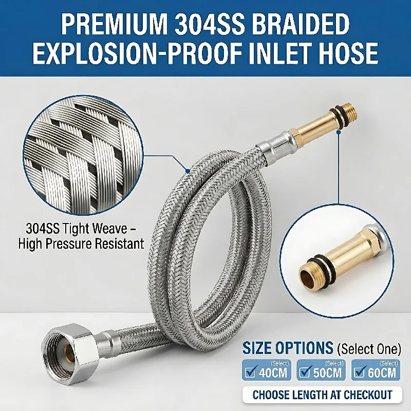 304 Stainless Steel Braided Inlet Hose Explosion-Proof Faucet Supply Pipe 40/50/60cm Flexible Water Connector for Kitchen Basin
304 Stainless Steel Braided Inlet Hose Explosion-Proof Faucet Supply Pipe 40/50/60cm Flexible Water Connector for Kitchen Basin