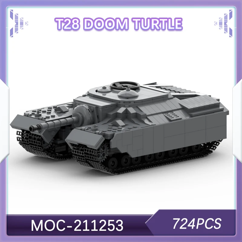 724 шт. T28 Doom Turtle, строительный блок, технология сборки для взрослых, военный супер тяжелый танк США, коллекционные предметы «сделай сам», MOC- 211253 
724 шт. T28 Doom Turtle, строительный блок, технология сборки для взрослых, военный супер тяжелый танк США, коллекционные предметы «сделай сам», MOC- 211253