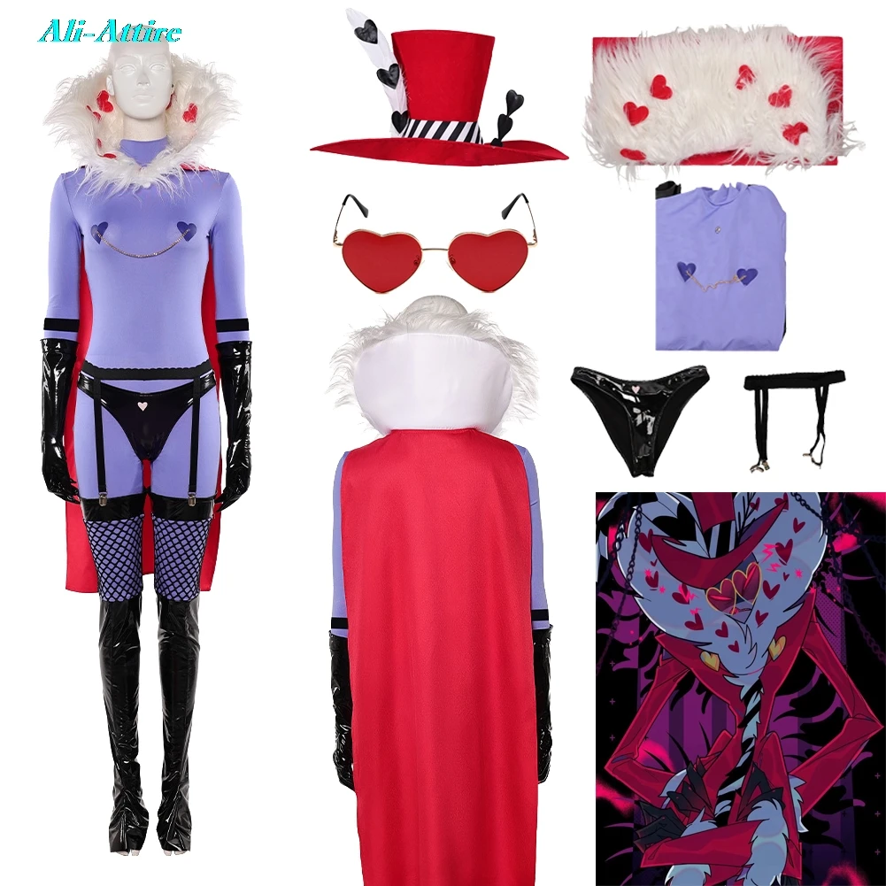 TV Hell Inn Cosplay Valentino Jumpsuit Glasses Hat Cloth Women Party Disguise Outfit Suits Roleplay Halloween Costume Carnival
TV Hell Inn Cosplay Valentino Jumpsuit Glasses Hat Cloth Women Party Disguise Outfit Suits Roleplay Halloween Costume Carnival
