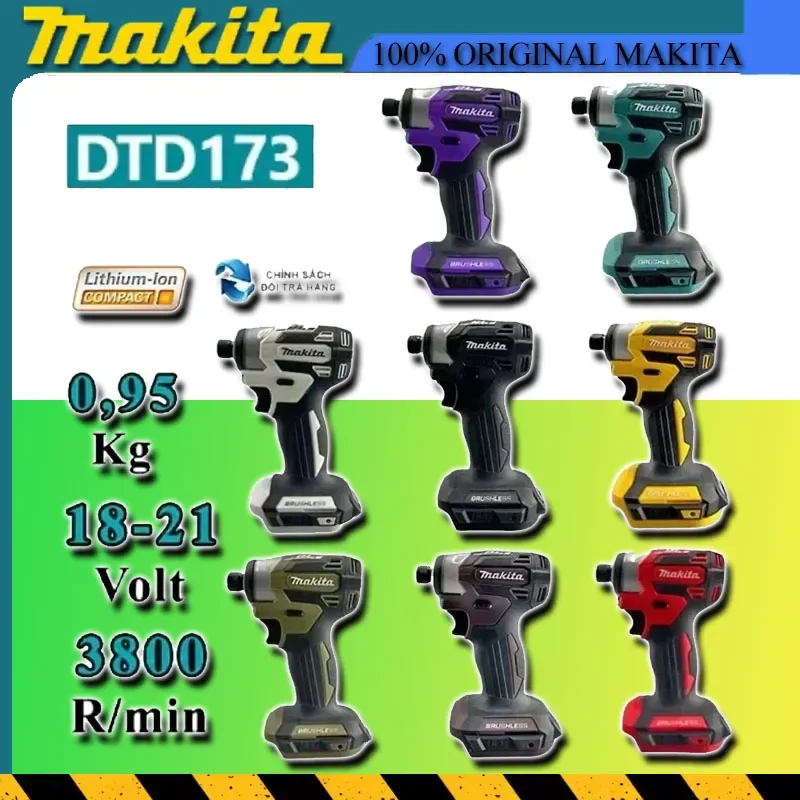 Makita 18V DTD173 Brushless Drill Power Tool Multicolor Home Improvement DIY 180Nm Electric Wood Bolt T-Mode
Makita 18V DTD173 Brushless Drill Power Tool Multicolor Home Improvement DIY 180Nm Electric Wood Bolt T-Mode