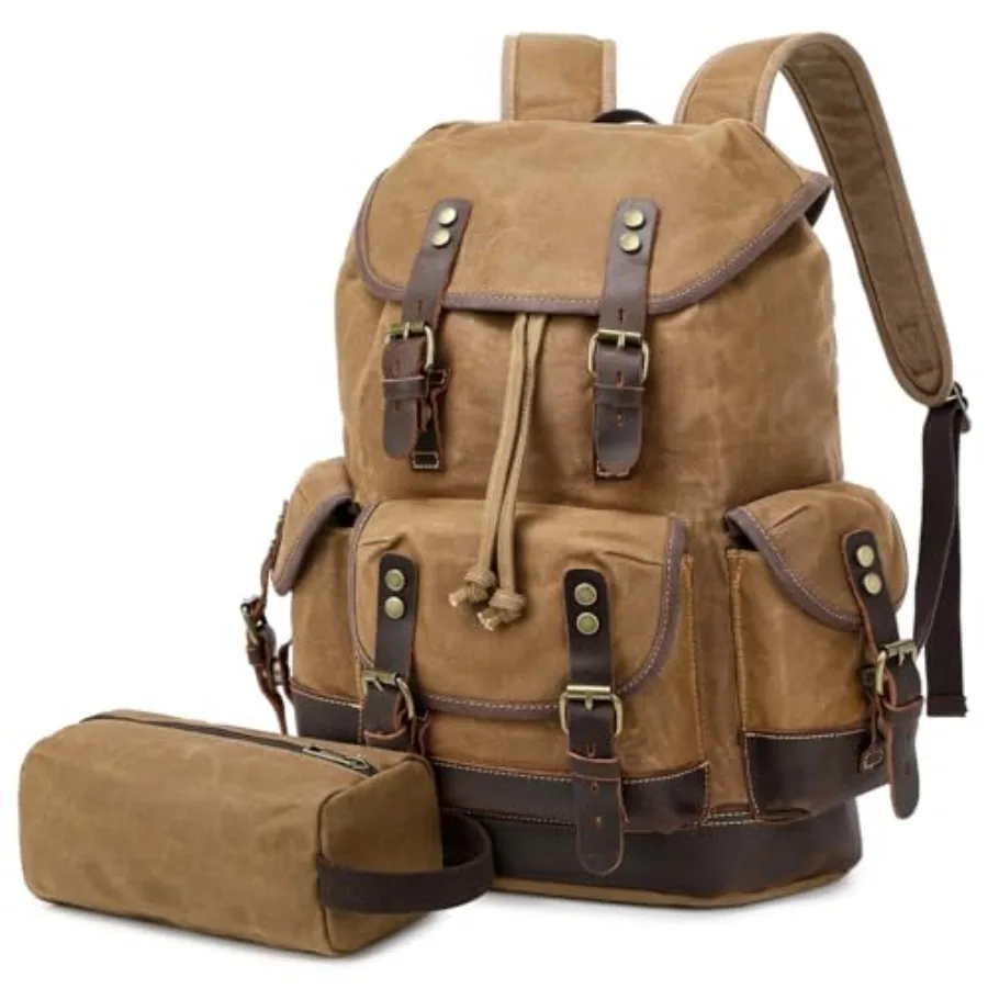 Leather Backpack for Men, Waxed Canvas Vintage Backpack Rucksack for Business College Travel Hiking Shoulder Daypacks With Toil
Leather Backpack for Men, Waxed Canvas Vintage Backpack Rucksack for Business College Travel Hiking Shoulder Daypacks With Toil