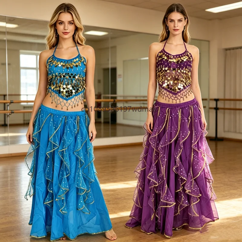Belly Dance Stage Performance Costume Set Sequined Crop Top Ruffle Exotic Long Skirt Outfits for Women Dancer Team
Belly Dance Stage Performance Costume Set Sequined Crop Top Ruffle Exotic Long Skirt Outfits for Women Dancer Team
