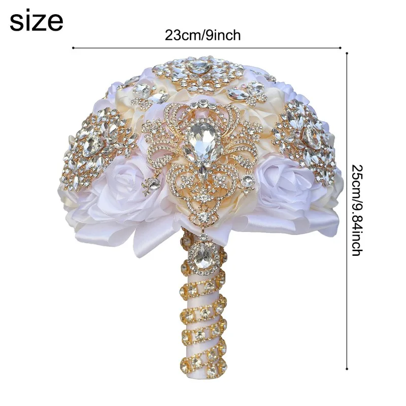 Cross-border Wedding Golden Rhinestones Full Diamonds Bridal Simulation Rose Jewelry Bouquet Full of Diamonds Bouquet M51013
Cross-border Wedding Golden Rhinestones Full Diamonds Bridal Simulation Rose Jewelry Bouquet Full of Diamonds Bouquet M51013