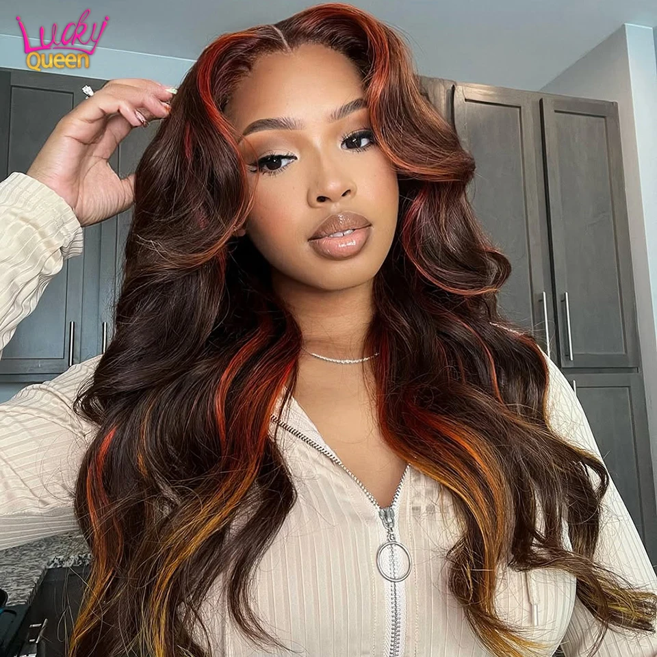 Orange Yellow Ombre Highlights Brown 180 Density Human Hair Body Wave Lace Frontal Wigs Pre Plucked Transparent Lace For Women
Orange Yellow Ombre Highlights Brown 180 Density Human Hair Body Wave Lace Frontal Wigs Pre Plucked Transparent Lace For Women