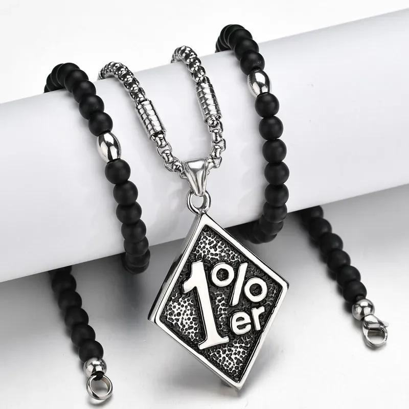 Stainless Steel Luckly Number 1%er Pendant Necklace Black Stone Strand Beads Necklaces Gothic Bike Jewelry
Stainless Steel Luckly Number 1%er Pendant Necklace Black Stone Strand Beads Necklaces Gothic Bike Jewelry