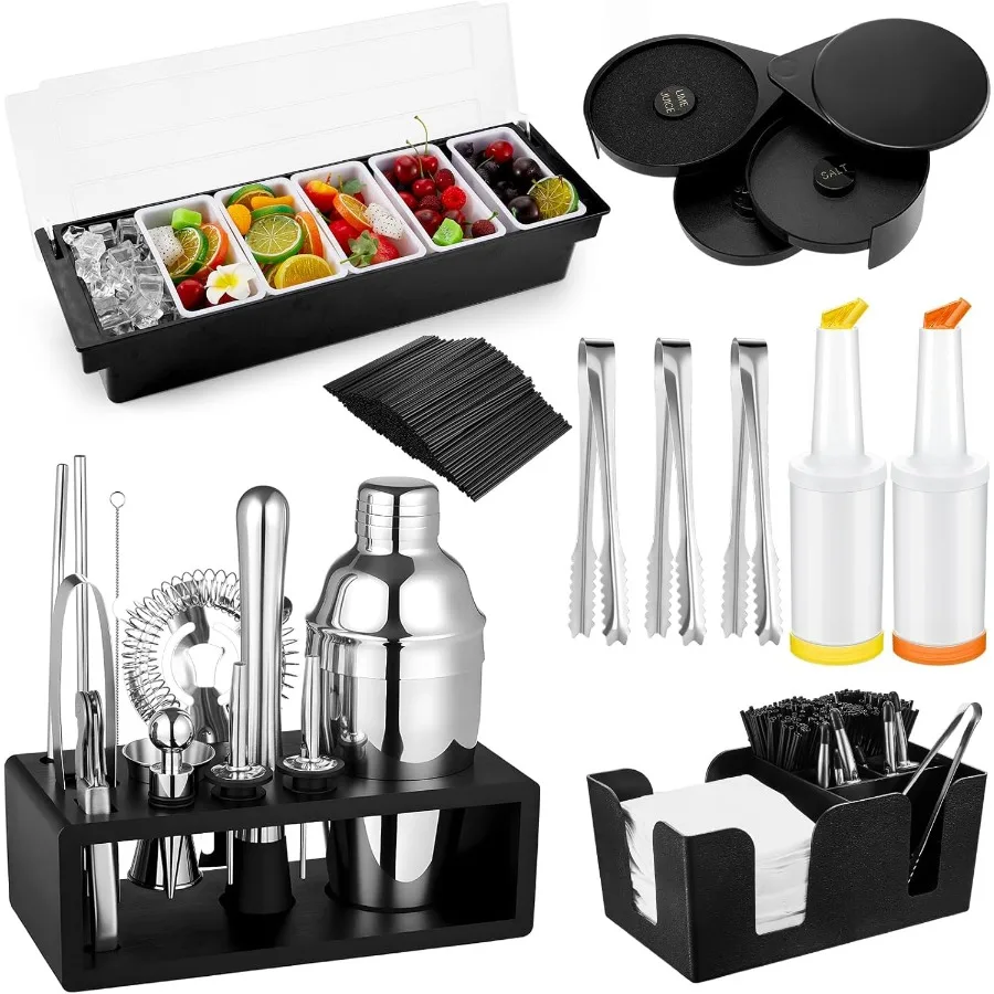Набор принадлежностей для бармена, 23 шт., поднос для бармена с крышкой, 3-уровневый стеклянный риммер, 13 шт., набор коктейльных шейкеров с крышкой
Набор принадлежностей для бармена, 23 шт., поднос для бармена с крышкой, 3-уровневый стеклянный риммер, 13 шт., набор коктейльных шейкеров с крышкой