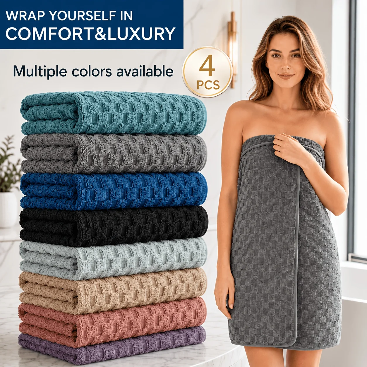 4/8pcs Oversized Bath Towel Set 32"x64" Extra Large Microfiber Towels Ultra Soft Quick Drying Multi Color Combo Beige White Light Blue Dark Gray Luxurious Spa Grade Bath Towels for Home Family Or Gifting Modern Coastal Style
4/8pcs Oversized Bath Towel Set 32"x64" Extra Large Microfiber Towels Ultra Soft Quick Drying Multi Color Combo Beige White Light Blue Dark Gray Luxurious Spa Grade Bath Towels for Home Family Or Gifting Modern Coastal Style