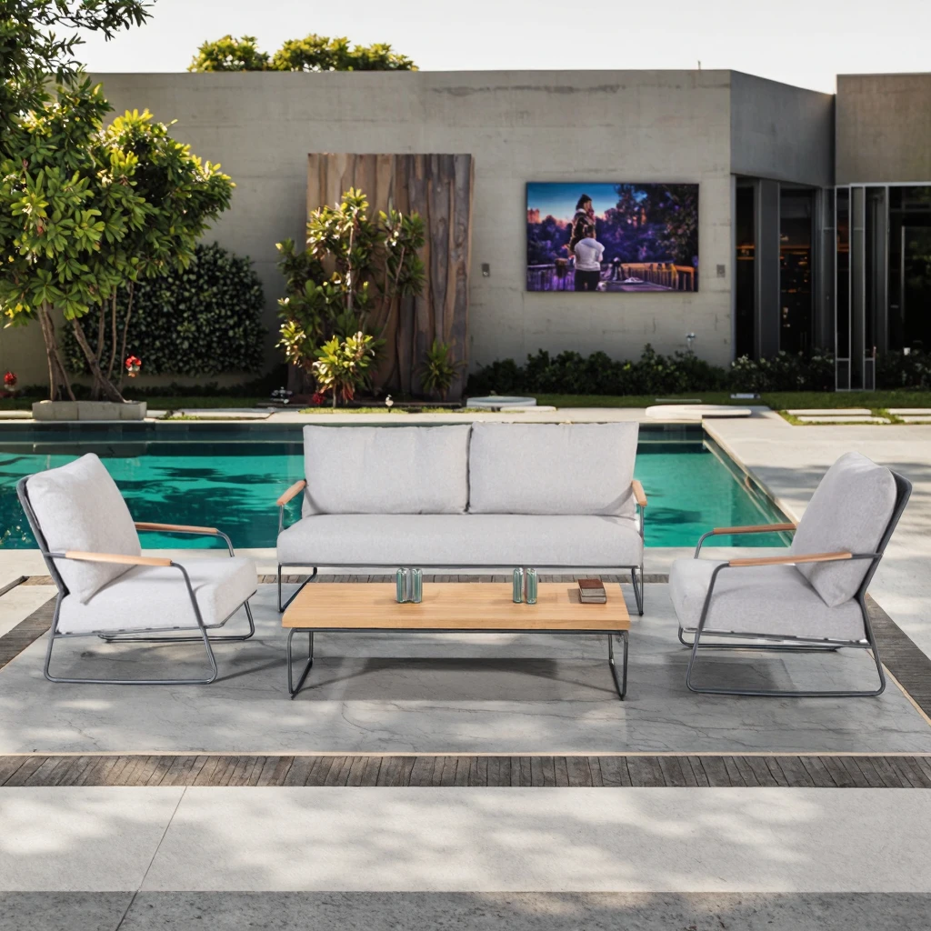 Outdoor Furniture Aluminum Luxury All Weather Armchairs Metal Terrace Talking Sets Outdoor Furniture
Outdoor Furniture Aluminum Luxury All Weather Armchairs Metal Terrace Talking Sets Outdoor Furniture
