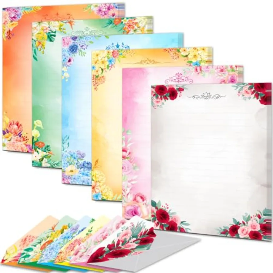 60 Pieces Cute Stationary Writing Paper and Envelope Set 2 Sides Colored, 1 Side Lined 30 Sheets, 30 Pcs Envelopes, Kawaii Lett
60 Pieces Cute Stationary Writing Paper and Envelope Set 2 Sides Colored, 1 Side Lined 30 Sheets, 30 Pcs Envelopes, Kawaii Lett