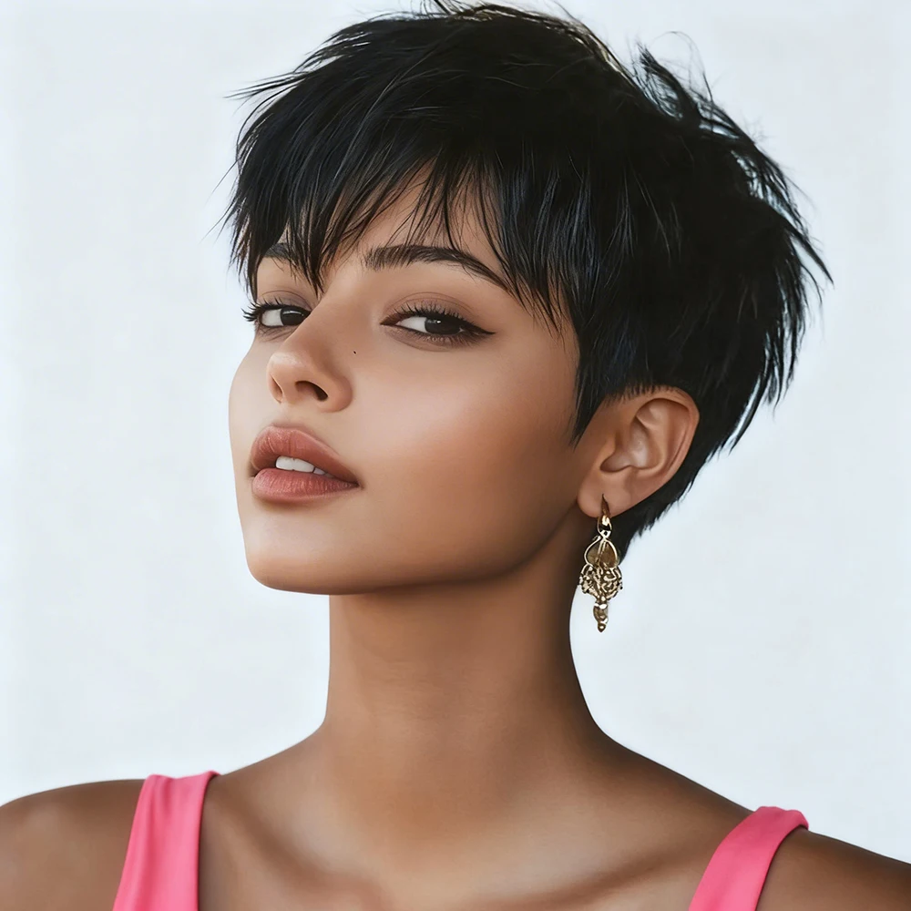 Natural Black Short Straight Pixie Cut Wig Machine Made Wigs With Bangs Brazilian Human Hair Wigs For Women Daily Wear to go
Natural Black Short Straight Pixie Cut Wig Machine Made Wigs With Bangs Brazilian Human Hair Wigs For Women Daily Wear to go