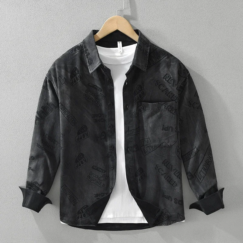 Black Denim Print Shirt for Men Long Sleeve Casual Turn-down Collar Tops Male Fashion Retro Clothing 2024 Autumn New
Black Denim Print Shirt for Men Long Sleeve Casual Turn-down Collar Tops Male Fashion Retro Clothing 2024 Autumn New