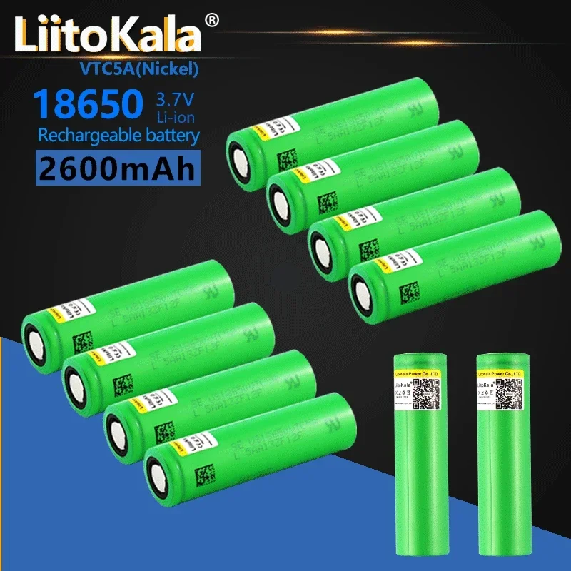 20PCS LiitoKala 18650 2600mAhVTC5A High Drain 40A 3.7V Li-ion Rechargeable Battery For Flashlight Power Tools Torch Headlamp
20PCS LiitoKala 18650 2600mAhVTC5A High Drain 40A 3.7V Li-ion Rechargeable Battery For Flashlight Power Tools Torch Headlamp