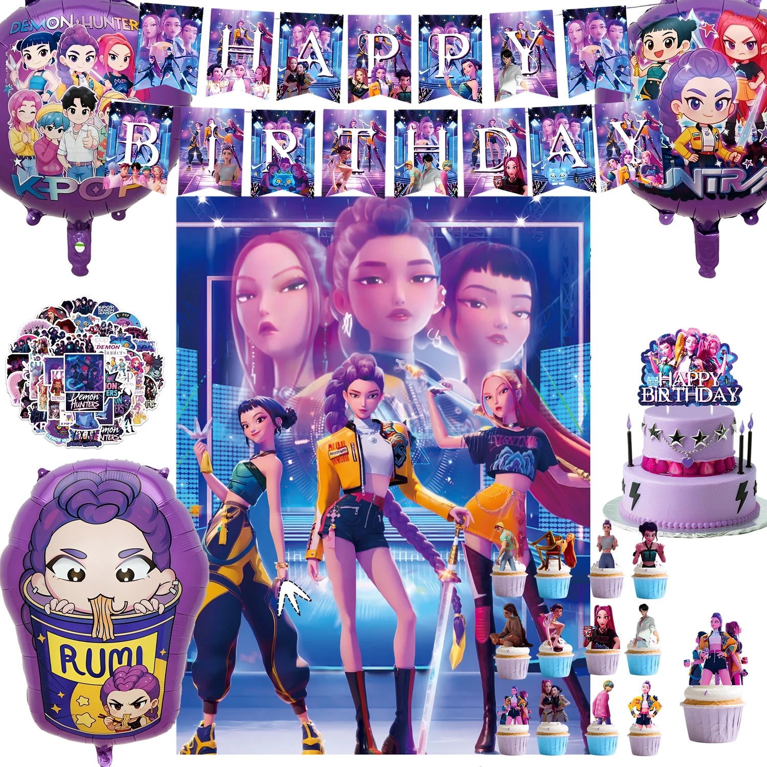 New k-pop Demon Hunters Cartoon comic Theme Birthday Party Decorations set Tableware Cup Plate Paper Girls Baby Shower Supplies
New k-pop Demon Hunters Cartoon comic Theme Birthday Party Decorations set Tableware Cup Plate Paper Girls Baby Shower Supplies