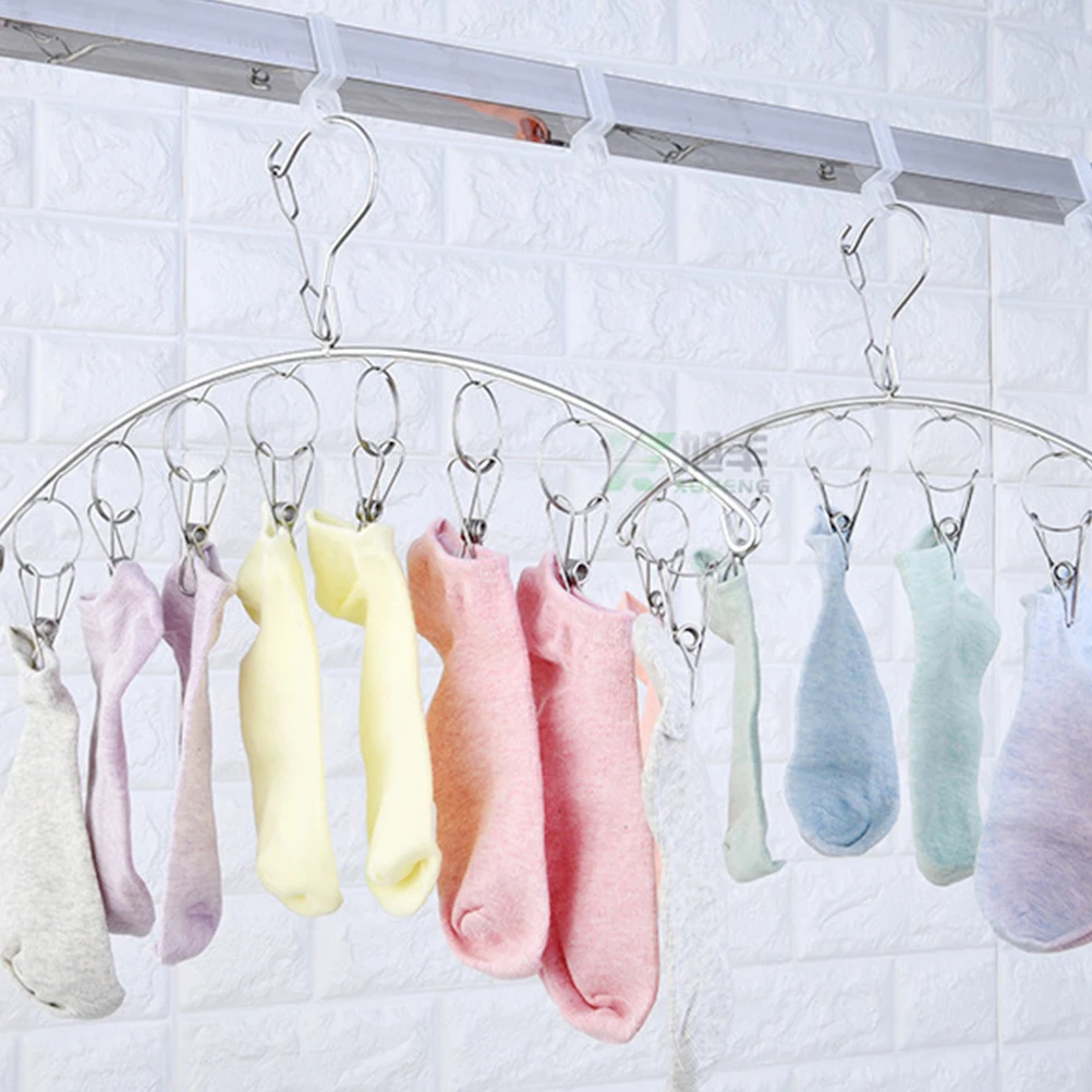 2 Pcs Stainless Steel Clothes Rack Sock Hanger with Clips Multifunction Portable Silver Socks Drying Racks
2 Pcs Stainless Steel Clothes Rack Sock Hanger with Clips Multifunction Portable Silver Socks Drying Racks