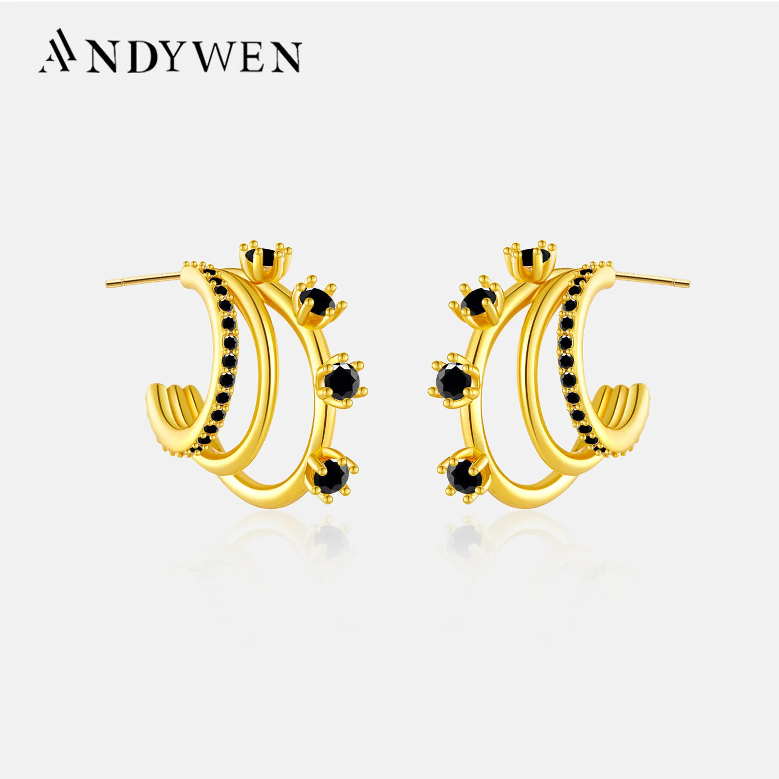 ANDYWEN 925 Sterling Silver Gold Spinel Three Triple Threat Circle Hoops Round Zircon CZ Black New 2025 Rock Punk Jewelry
ANDYWEN 925 Sterling Silver Gold Spinel Three Triple Threat Circle Hoops Round Zircon CZ Black New 2025 Rock Punk Jewelry