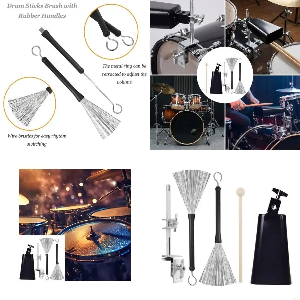 Durability Cowbell and Clamp Set Includes Brushes Drumming Essential
Durability Cowbell and Clamp Set Includes Brushes Drumming Essential