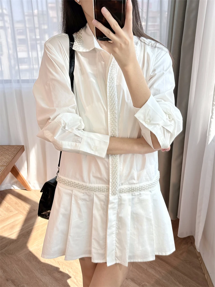 Pleated Dress Pearl Edged with White and Sweet Collar,M Home 2024 New French Heavy Industry Evening Gown for Women Elegant Party
Pleated Dress Pearl Edged with White and Sweet Collar,M Home 2024 New French Heavy Industry Evening Gown for Women Elegant Party