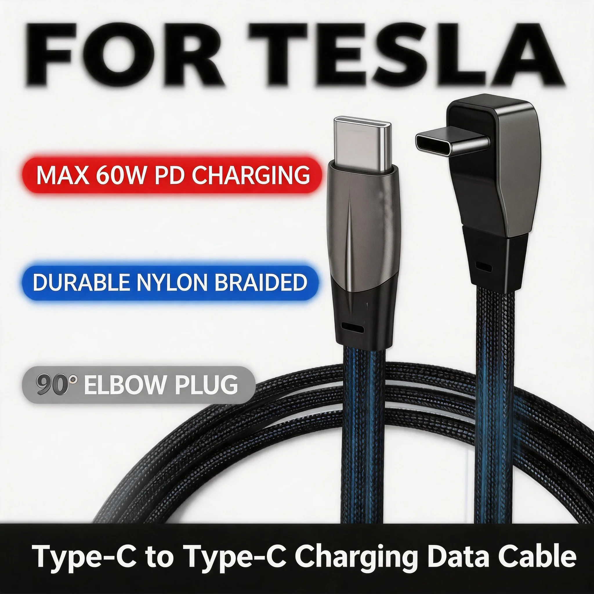 1m Cable 60W Fast Charging Elbow Charger For Tesla Model 3 Highland Model Y Juniper Phone Data Charging PD Charge Accessories
1m Cable 60W Fast Charging Elbow Charger For Tesla Model 3 Highland Model Y Juniper Phone Data Charging PD Charge Accessories
