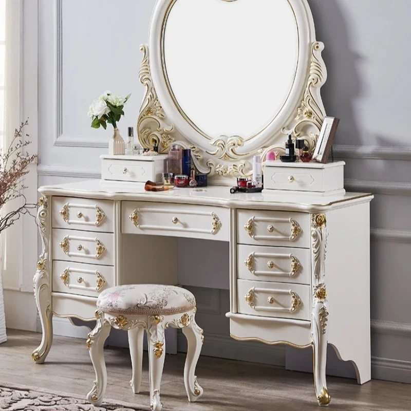 European solid wood dresser bedroom white princess dressing table luxury assembly dressing table large apartment furniture
European solid wood dresser bedroom white princess dressing table luxury assembly dressing table large apartment furniture