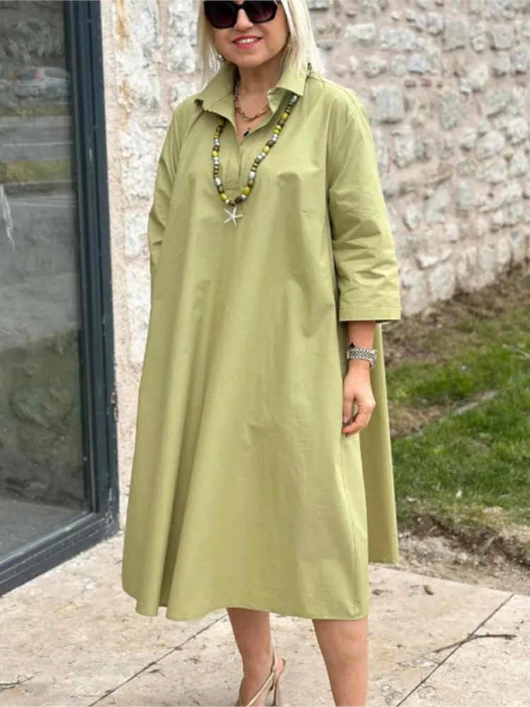 2025 New Long Dress Women Shirt Dresses Turn Down Collar Full Sleeve Vestidos Elegant Splice Y2k Streetwear Solid Work Summer 
2025 New Long Dress Women Shirt Dresses Turn Down Collar Full Sleeve Vestidos Elegant Splice Y2k Streetwear Solid Work Summer